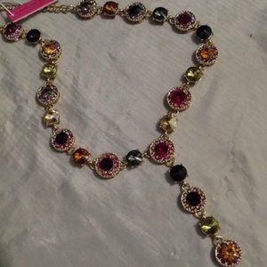 🔴Christian Siriano Multi Color Crystal Y Drop Choker Party Ne…